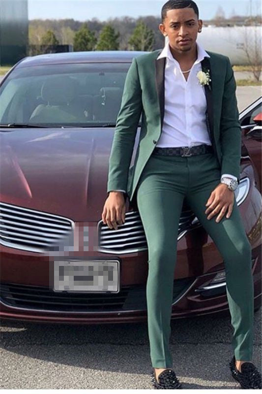 Elegant Bespoke Dark Green Party Prom Suit for Men-BallBride