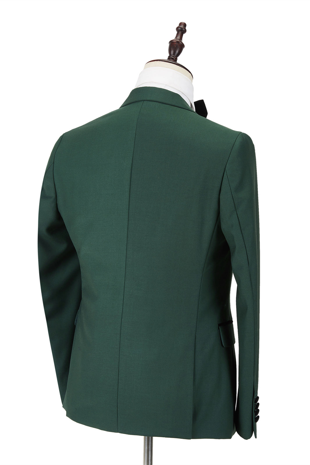 Elegant Black Peak Lapel Wedding Suit for Men | Velvet Banding Formal Suit-BallBride