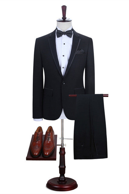 Elegant Black Prom Attire For Guys with One Button Online-BallBride