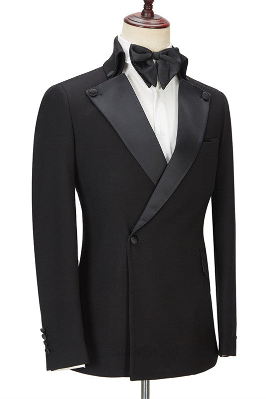 Elegant Black Ring Bearer Suits with Peaked Lapel For Best Fit-BallBride