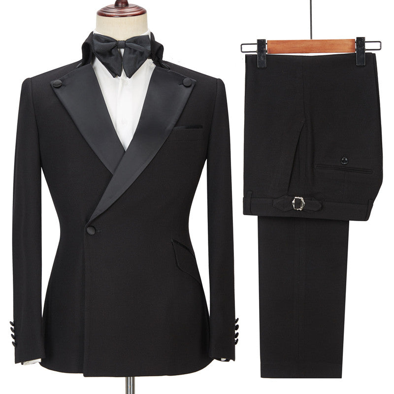 Elegant Black Ring Bearer Suits with Peaked Lapel For Best Fit-BallBride