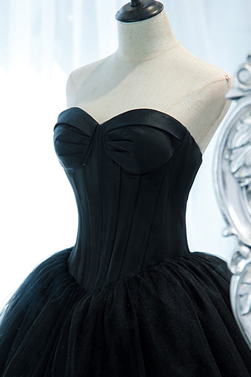 Elegant Black Sweetheart Long Evening Dress Ball Gown with Sleeveless-BallBride