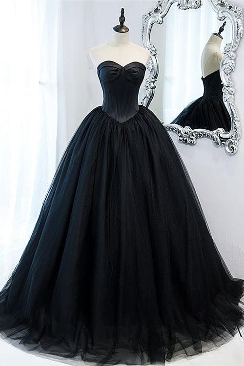 Elegant Black Sweetheart Long Evening Dress Ball Gown with Sleeveless-BallBride