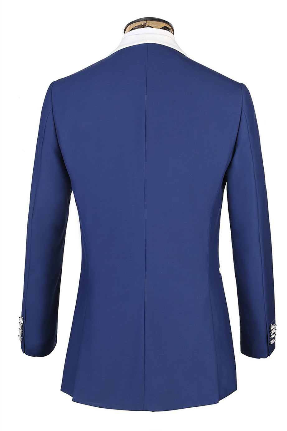 Elegant Blue Men's Suit for Weddings - 3 Piece White Lapel Edge Banding-BallBride