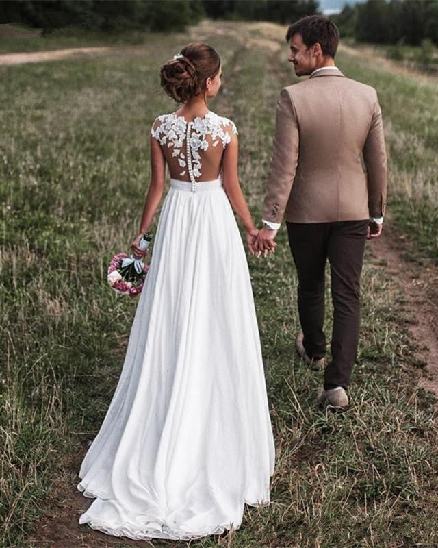 Elegant Chiffon Wedding Dress for Summer Beach Brides-BallBride