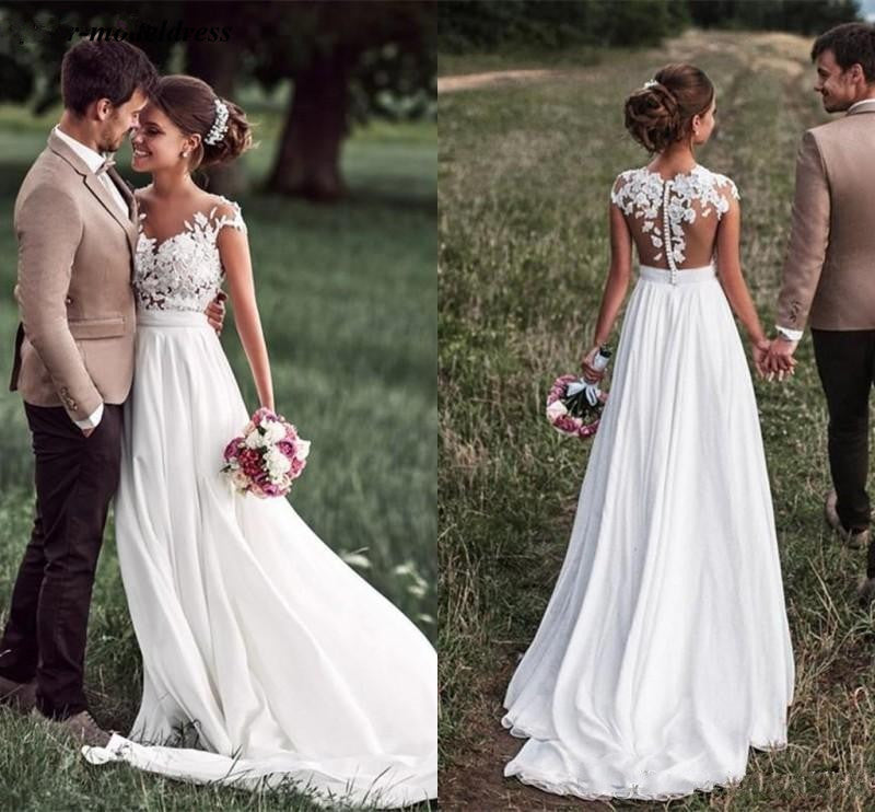 Elegant Chiffon Wedding Dress for Summer Beach Brides-BallBride