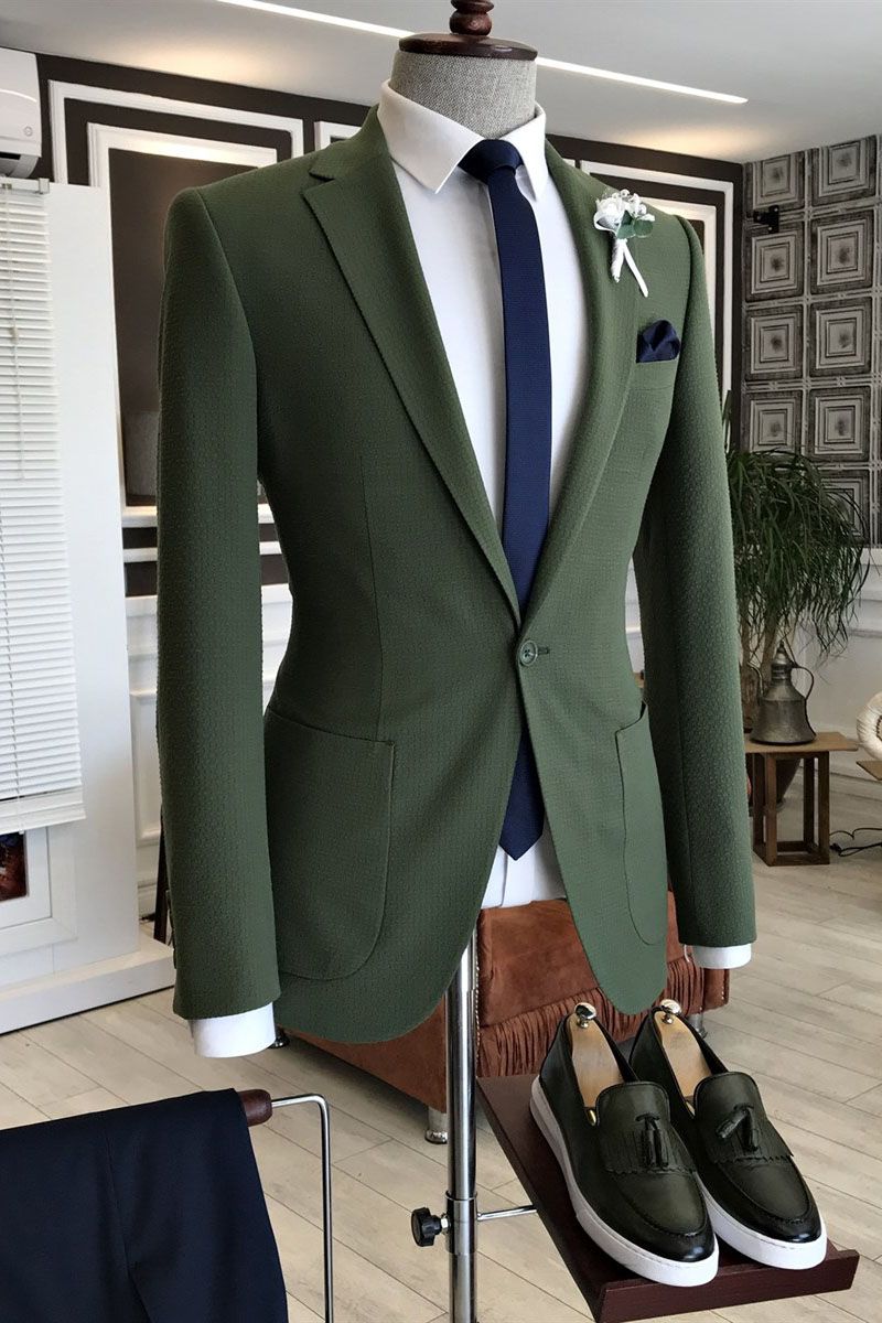 Elegant Dark Green Groom Suit with Notched Lapel for Prom-BallBride