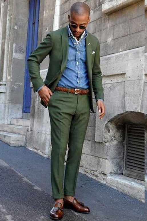 Elegant Dark Green Wedding Suits for with Peaked Lapel-BallBride