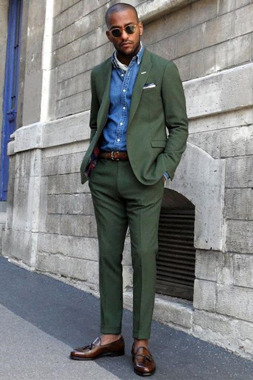 Elegant Dark Green Wedding Suits for with Peaked Lapel-BallBride