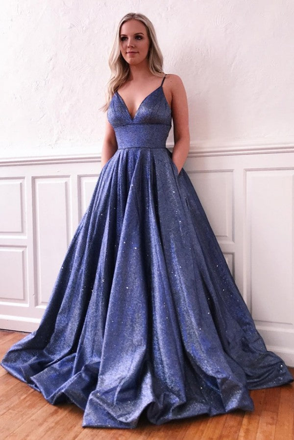 Elegant Evening Dresses with Spaghetti-Straps and Sequins-BallBride
