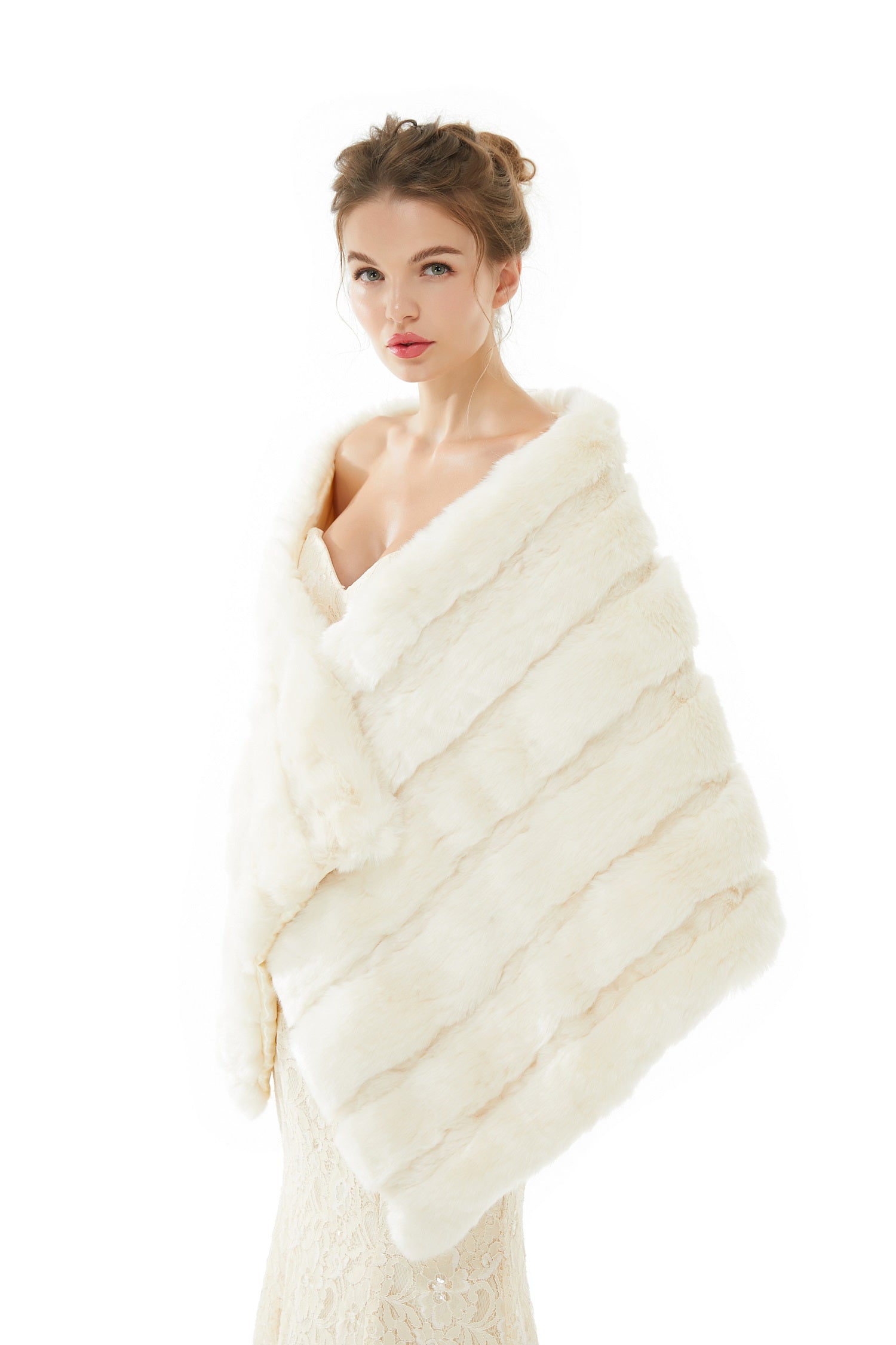 Elegant Faux Fur Shawl Wrap for Winter Weddings-BallBride