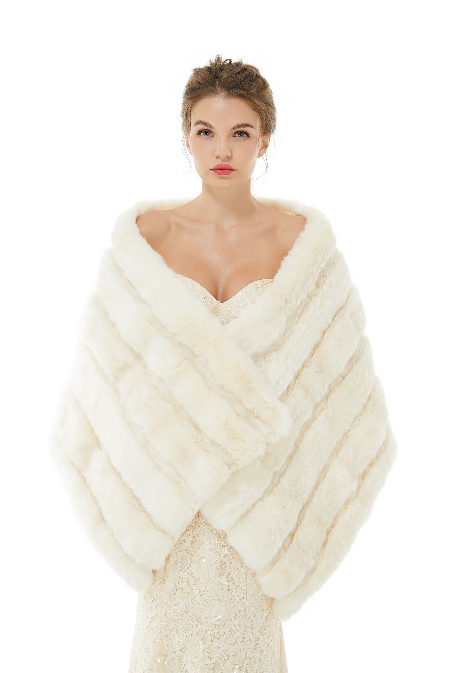 Elegant Faux Fur Shawl Wrap for Winter Weddings-BallBride
