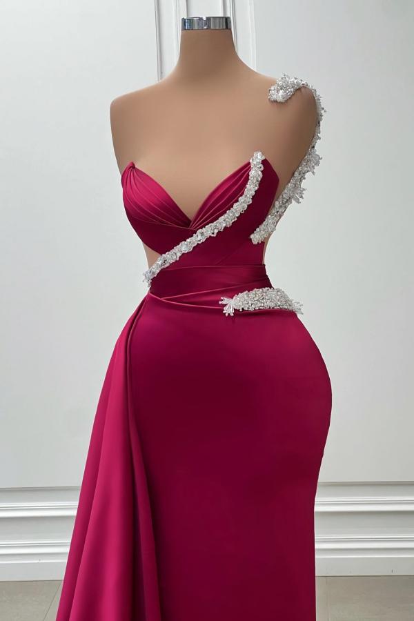 Elegant Long Mermaid Sweetheart Satin Formal Prom Dresses-BallBride