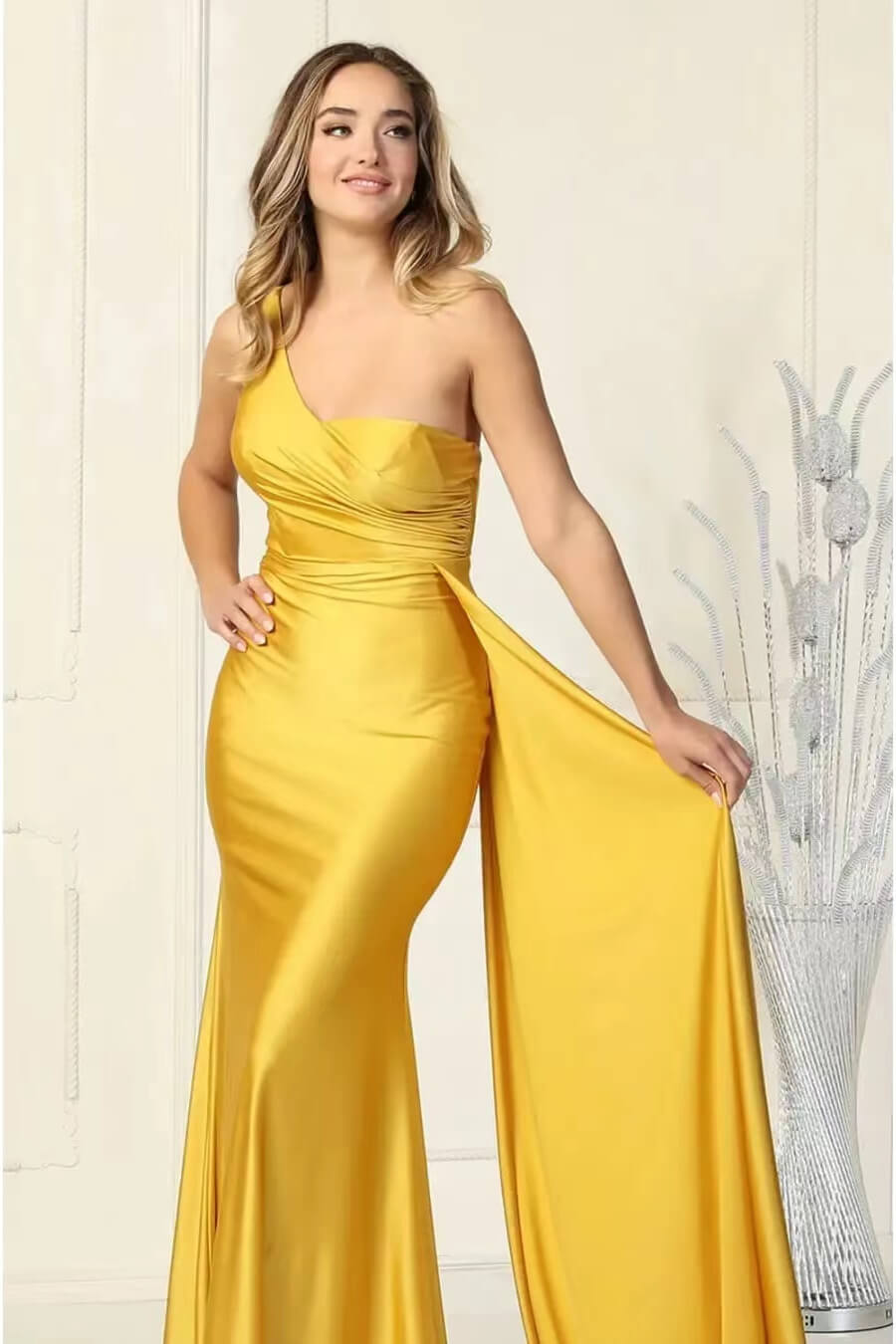 Elegant Long With Ruffles Evening Dress Sweetheart One Shoulder Online Mermaid-BallBride