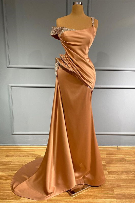 Elegant Mermaid Ruffles Evening Dress with Beads for Special Occasions-BallBride