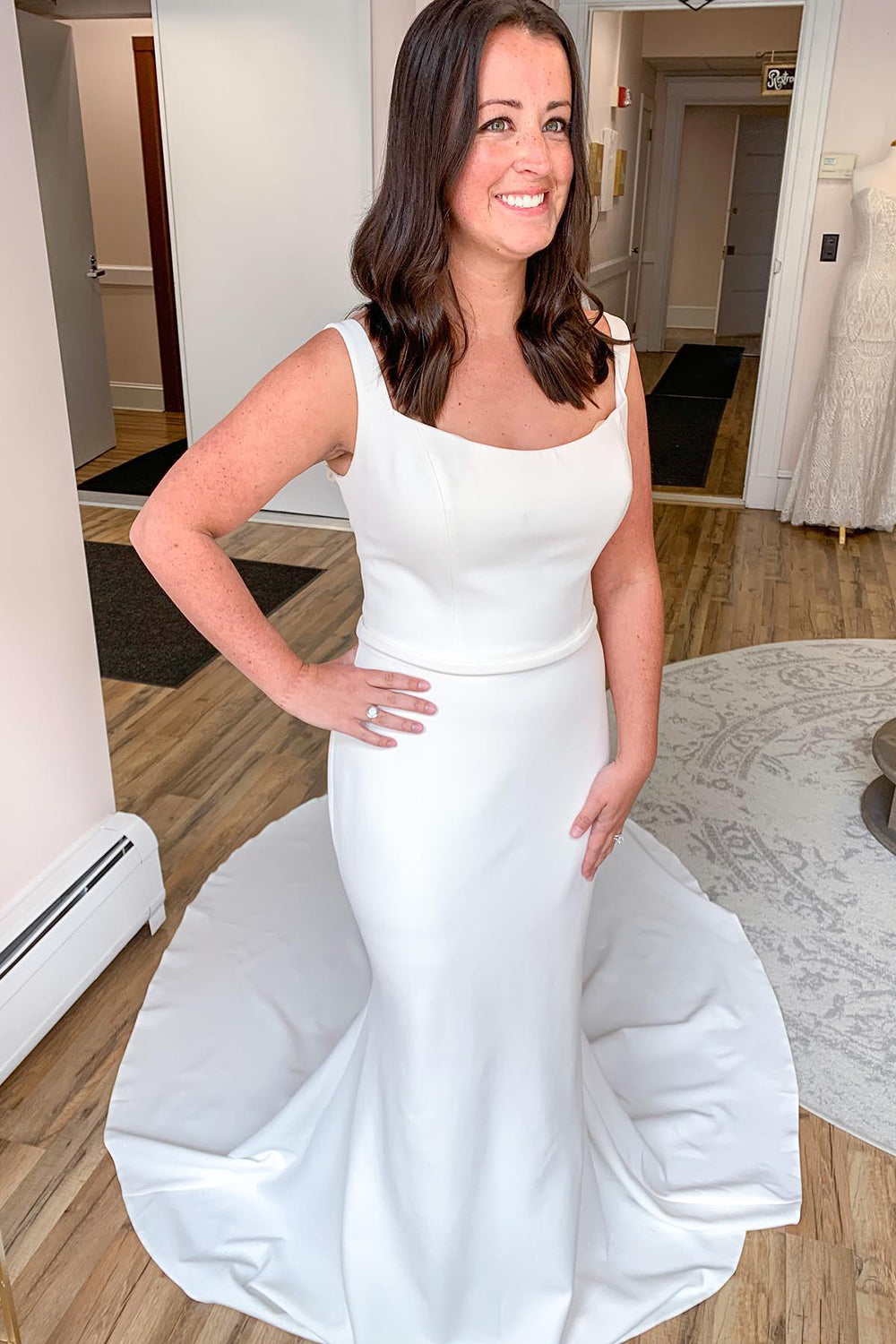 Elegant Mermaid Wedding Dress with Satin Open Back and Spaghetti Straps-BallBride