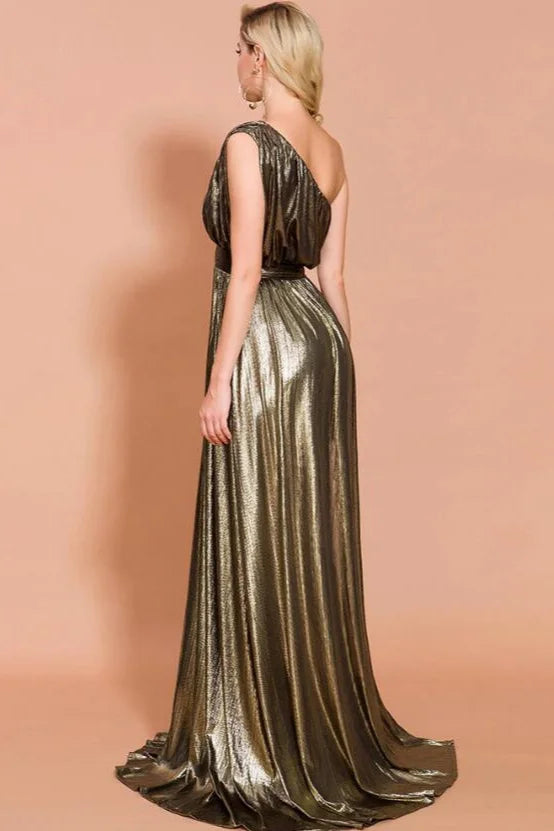 Elegant One Shoulder Long Prom Dress Online Designer Evening Gowns-BallBride