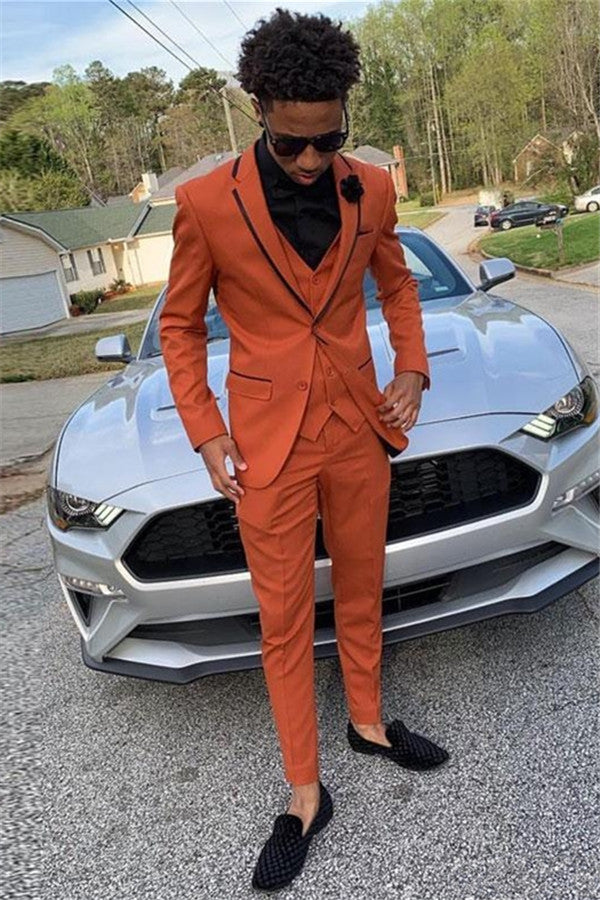 Elegant Orange Bespoke Dinner Prom Suit for Men - 3 Piece Set-BallBride