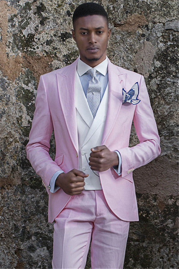 Elegant Pink Suit For Men Prom - Notch Lapell Groom Wears-BallBride