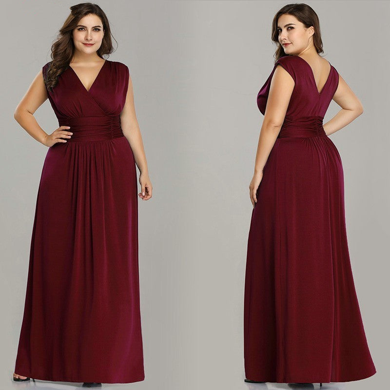 Elegant Plus Size Sleeveless Chiffon Evening Gown for Wedding Party-BallBride