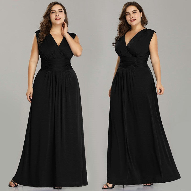 Elegant Plus Size Sleeveless Chiffon Evening Gown for Wedding Party-BallBride