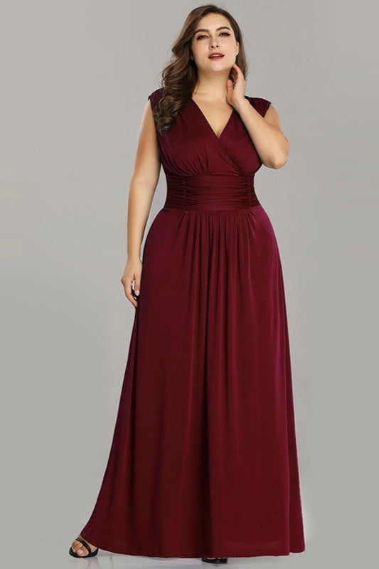 Elegant Plus Size Sleeveless Chiffon Evening Gown for Wedding Party-BallBride