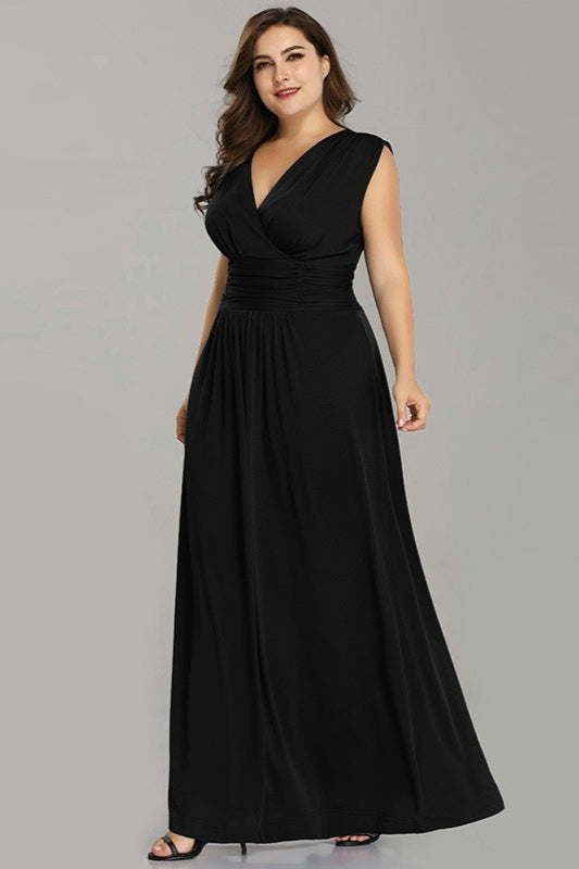Elegant Plus Size Sleeveless Chiffon Evening Gown for Wedding Party-BallBride