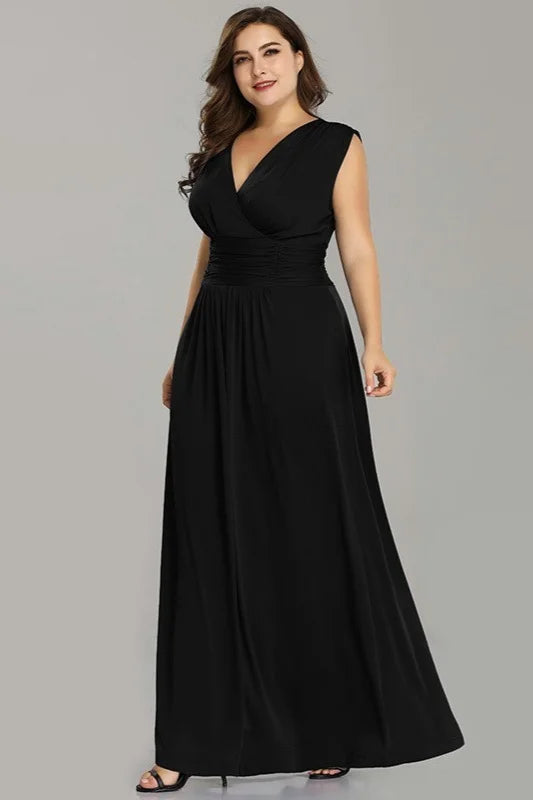 Elegant Plus Size Wedding Party Dress Long Chiffon Sleeveless Evening Gown-BallBride