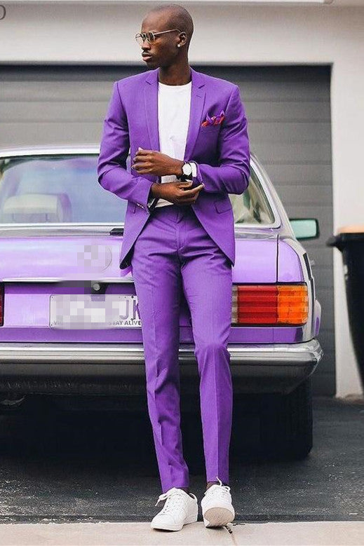 Elegant Purple Notched Lapel Suit for Homecoming Prom-BallBride