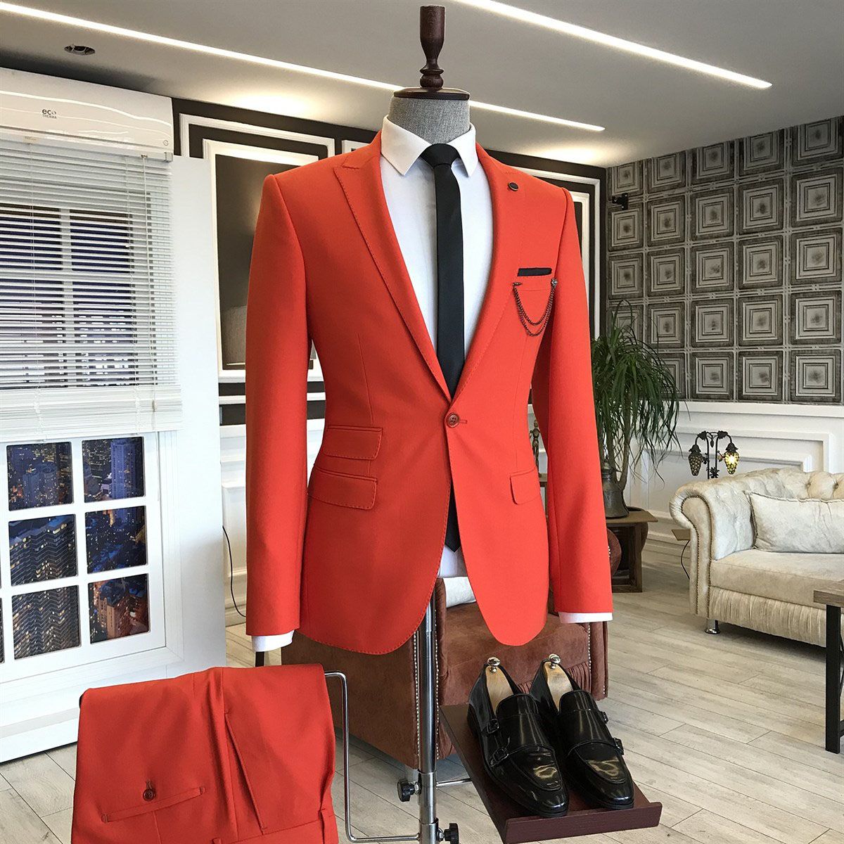 Elegant Red Peaked Lapel Ring Bearer Suits with One Button-BallBride