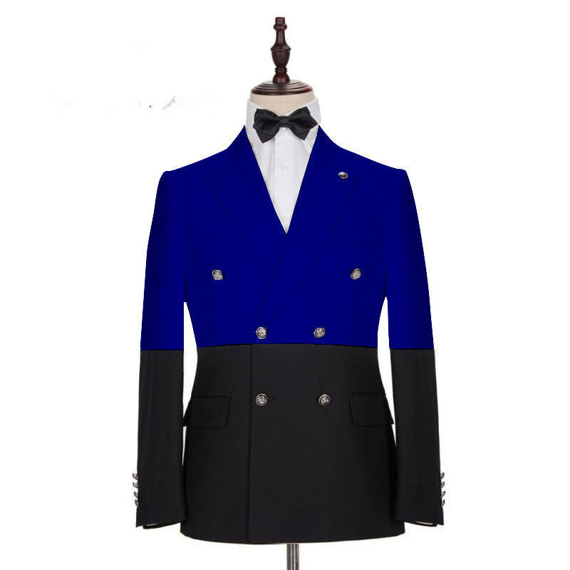 Elegant Royal Blue Double Breasted Tuxedo Suit for Weddings-BallBride