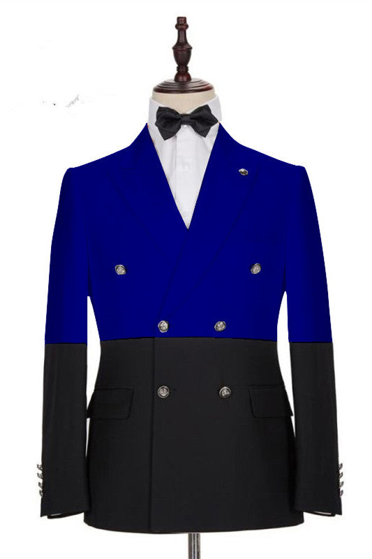 Elegant Royal Blue Double Breasted Tuxedo Suit for Weddings-BallBride