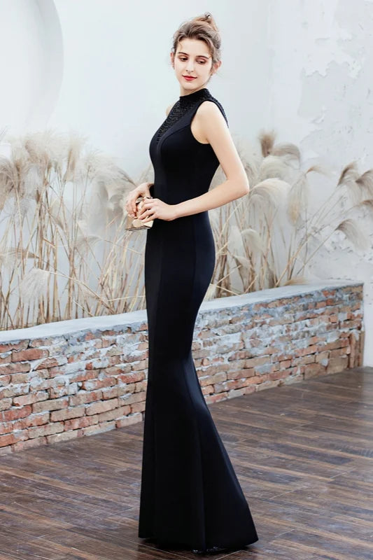 Elegant Sleeveless Beading Mermaid Long Evening Prom Dress-BallBride