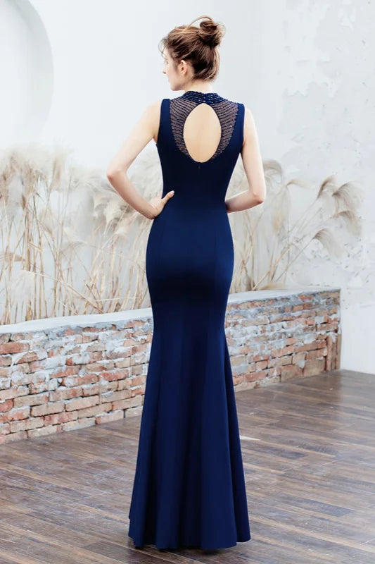 Elegant Sleeveless Beading Mermaid Long Evening Prom Dress-BallBride
