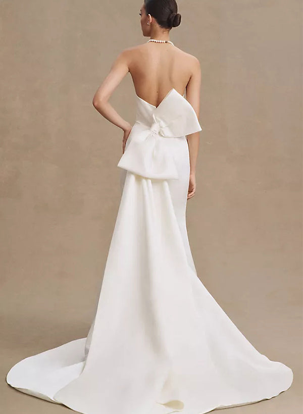 Elegant Strapless Satin Wedding Dresses Sash-Ballbride