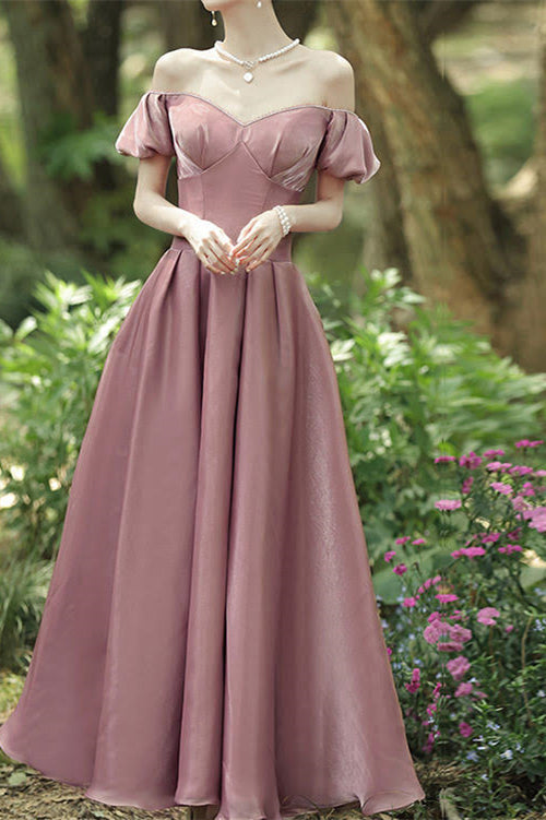 Elegant Sweetheart Long Evening Dress with Off-The-Shoulder-BallBride