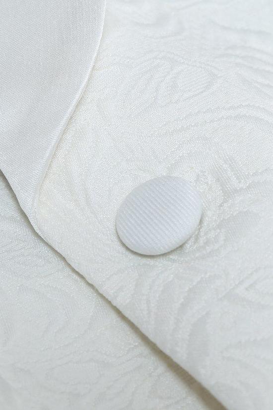 Elegant White Jacquard Groom Suits - Two Piece Shawl Lapel Wedding Men Suits-BallBride