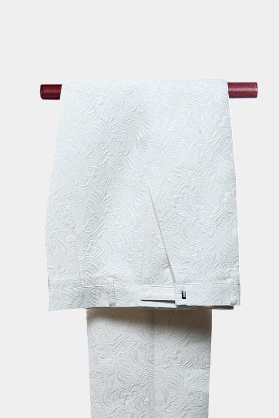 Elegant White Jacquard Groom Suits - Two Piece Shawl Lapel Wedding Men Suits-BallBride