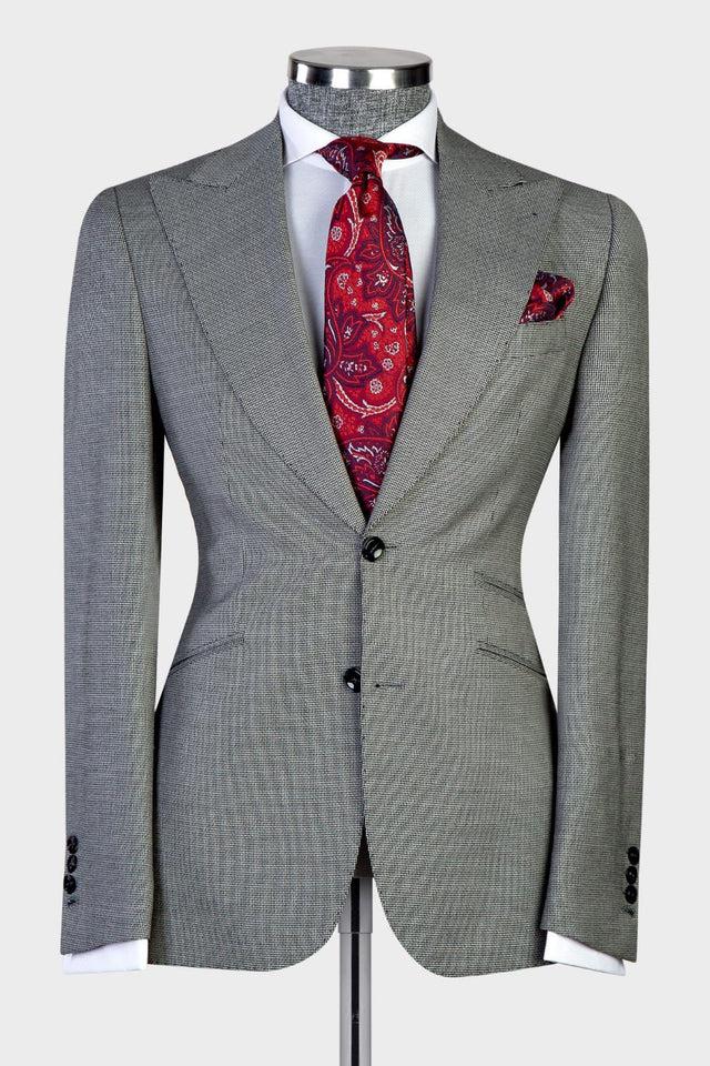 Eugene Latest Design Gray Peaked Lapel 3-Piece Men's Suits-BallBride