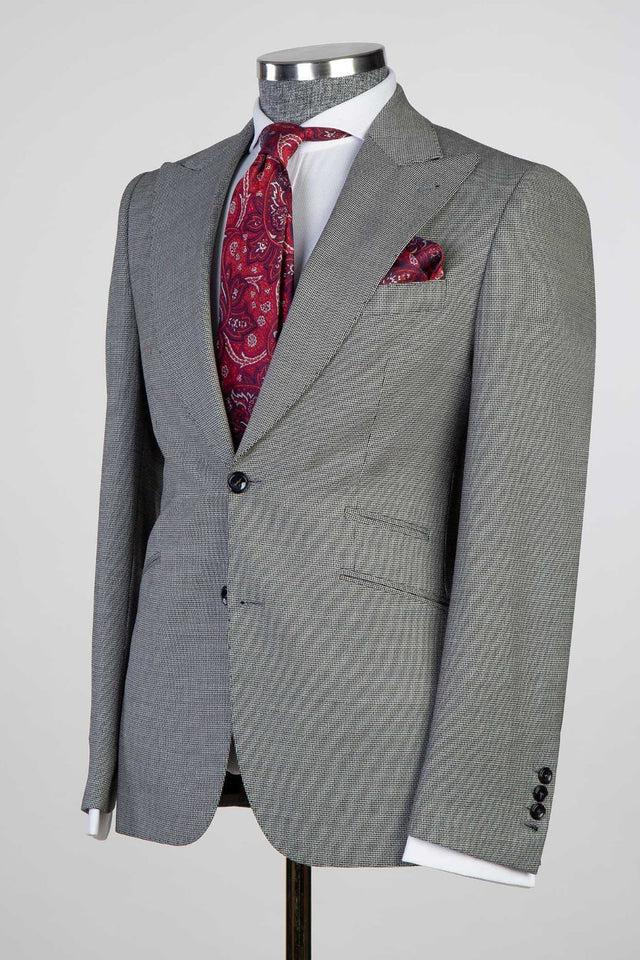 Eugene Latest Design Gray Peaked Lapel 3-Piece Men's Suits-BallBride