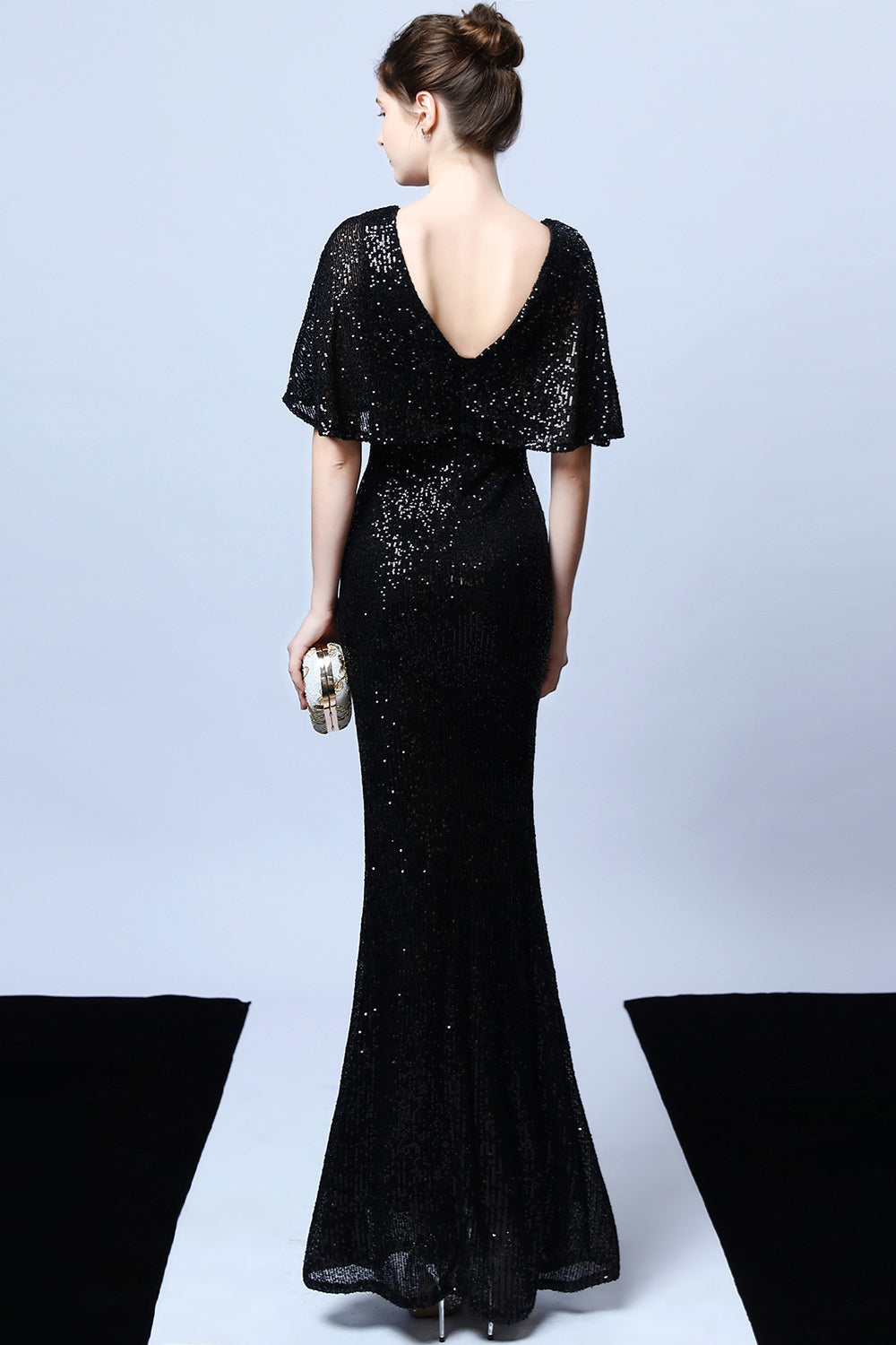 Fabulous Long Mermaid Evening Dress with Sequins Ruffles Sleeves for Cheap Party Gowns-BallBride