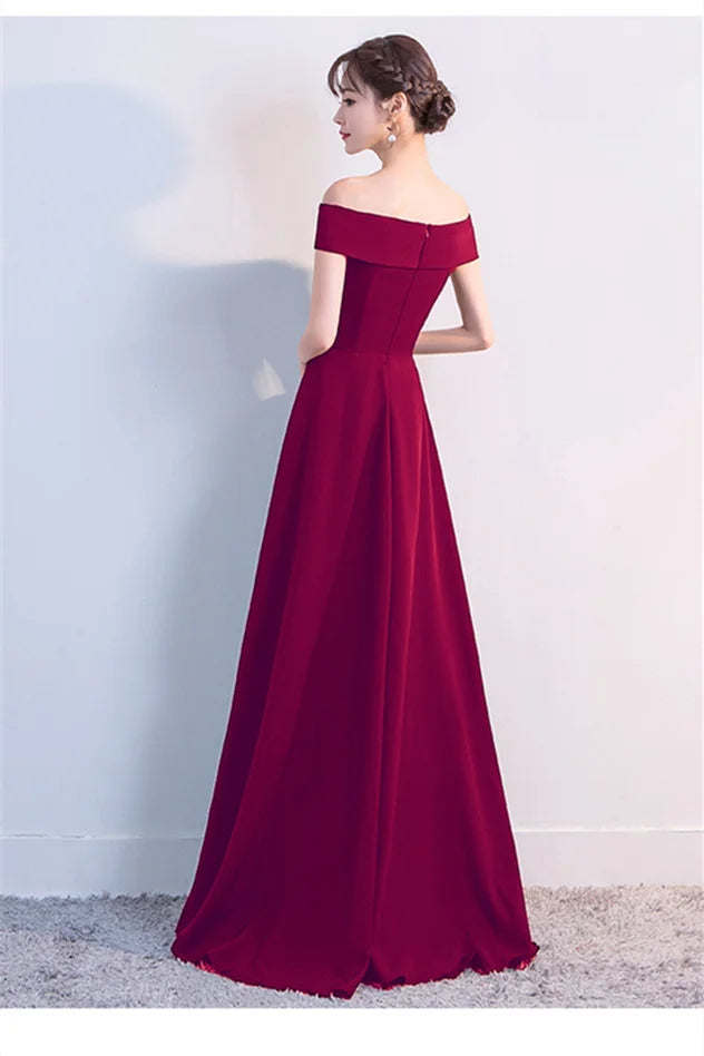 Fabulous Off-the-Shoulder Long Evening Dress Zipper Back-BallBride