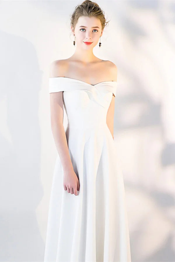 Fabulous Off-the-Shoulder Long Evening Dress Zipper Back-BallBride