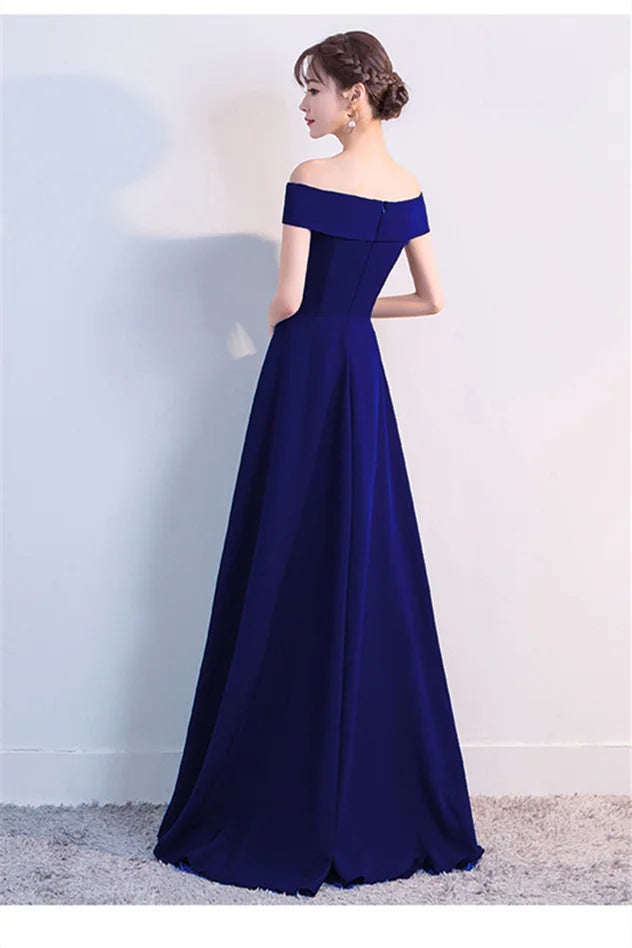 Fabulous Off-the-Shoulder Long Evening Dress Zipper Back-BallBride