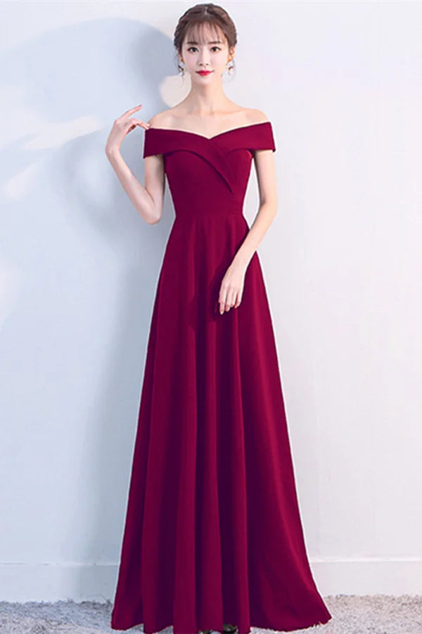 Fabulous Off-the-Shoulder Long Evening Dress Zipper Back-BallBride
