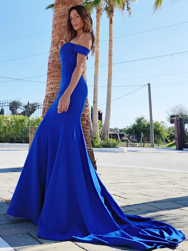 Fabulous Off-the-Shoulder Royal Blue Mermaid Prom Dress-BallBride