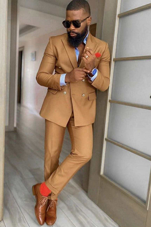 Fashion Best Fited Peaked Lapel Double Breasted Suits for Wedding Party-BallBride