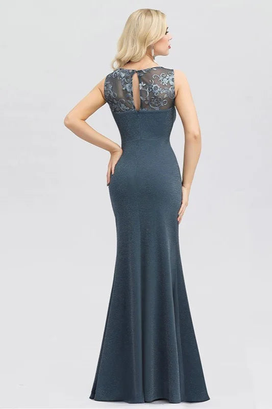 Fashion Embrodiery Split Mermaid Evening Prom Dress-BallBride