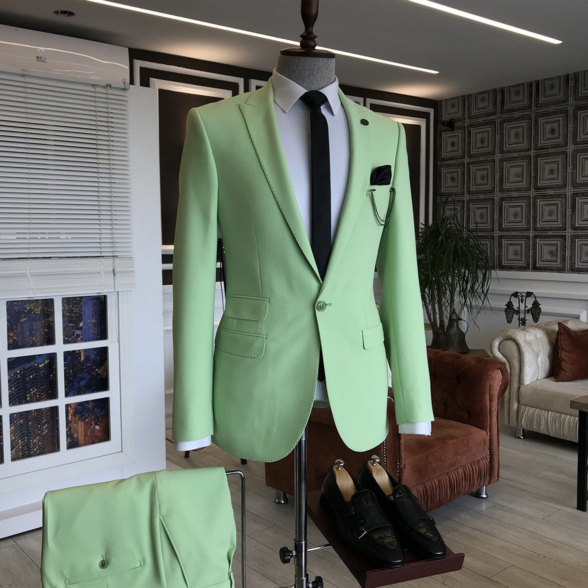 Fashion Light Green Ring Bearer Suits with 3 Flaps and Peaked Lapel-BallBride