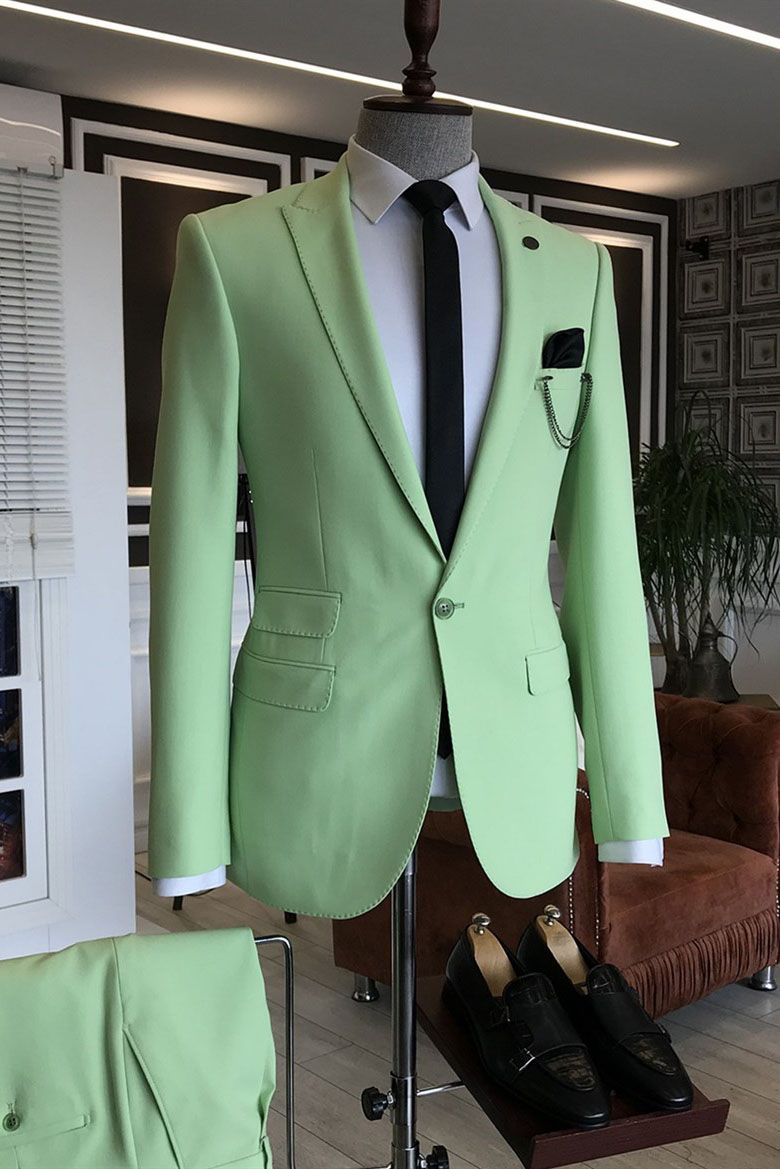 Fashion Light Green Ring Bearer Suits with 3 Flaps and Peaked Lapel-BallBride